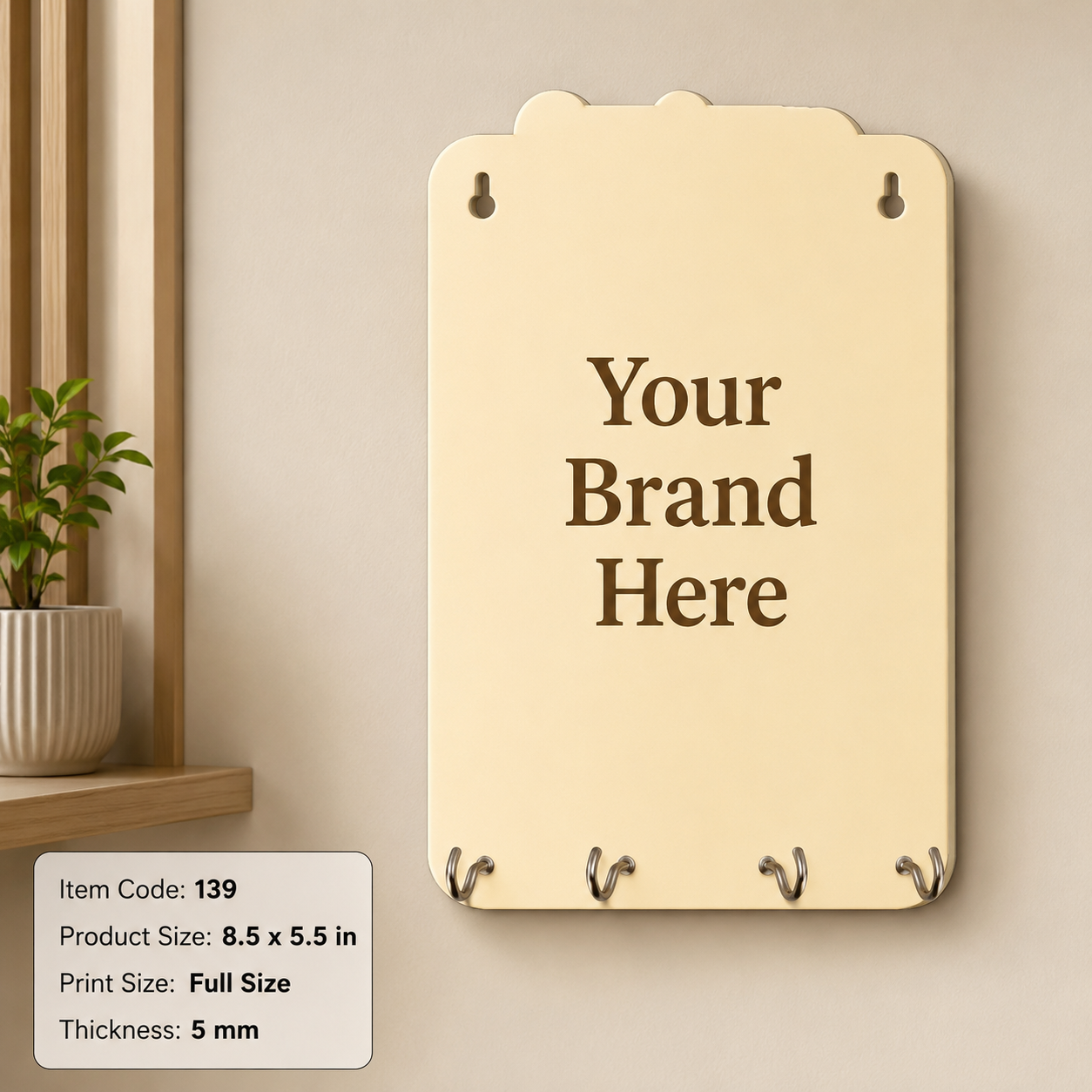 Custom Printed MDF Key Hanger with Logo – Wall-Mounted Promotional Gift