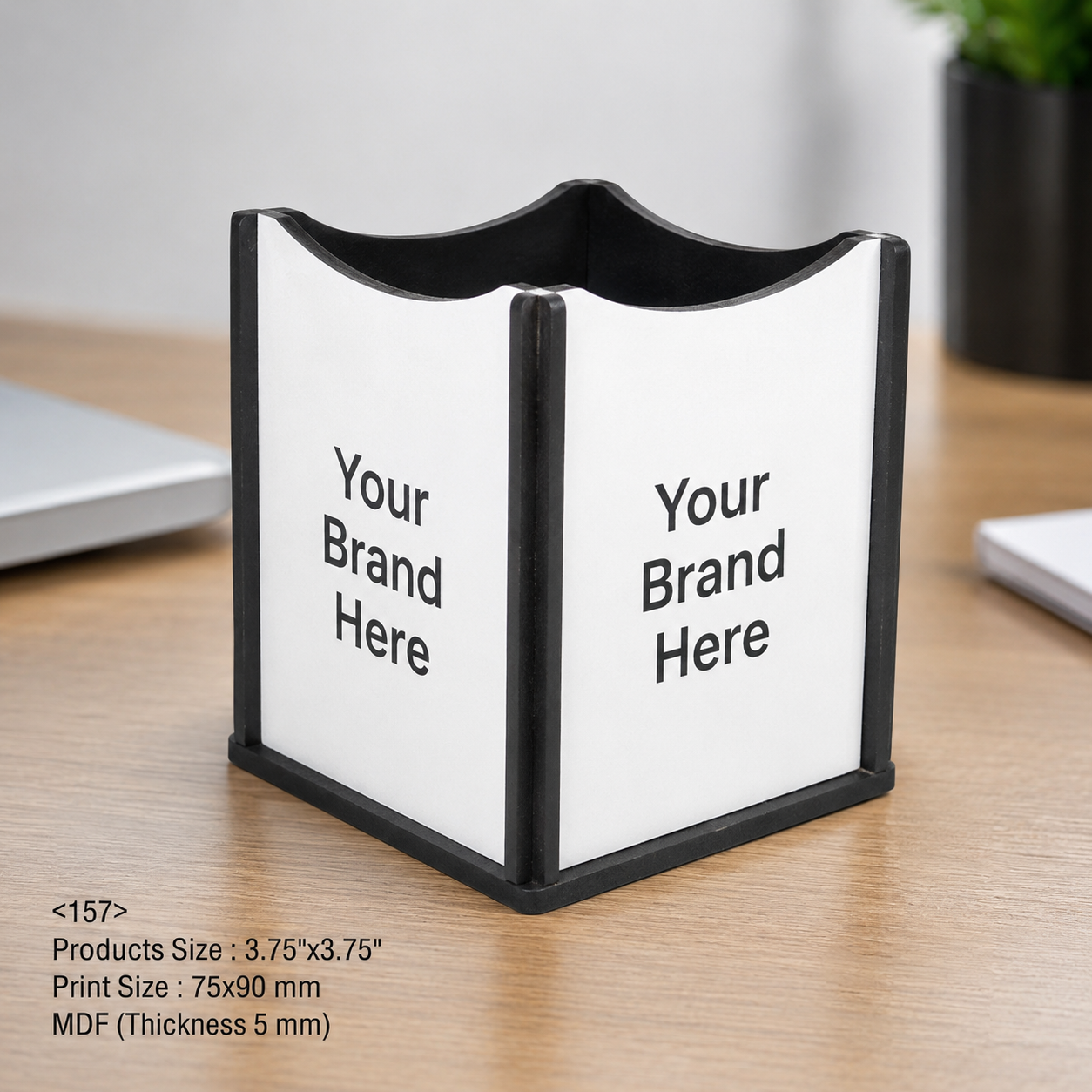 Custom Printed MDF & Plastic Pen Stand with Logo – Personalised Desk Organiser