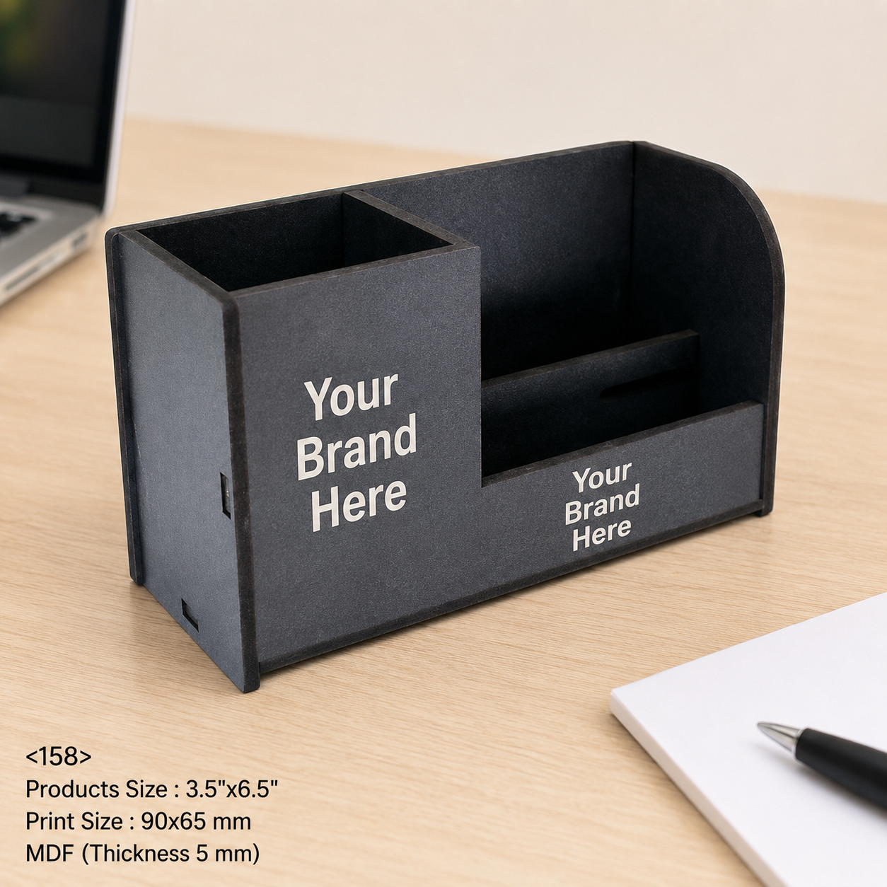 Custom Printed MDF & Plastic Pen Stand with Logo – Personalised Desk Organiser