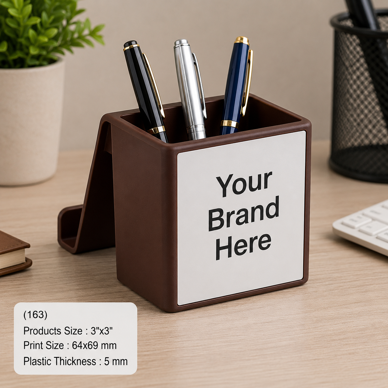 Custom Printed MDF & Plastic Pen Stand with Logo – Personalised Desk Organiser