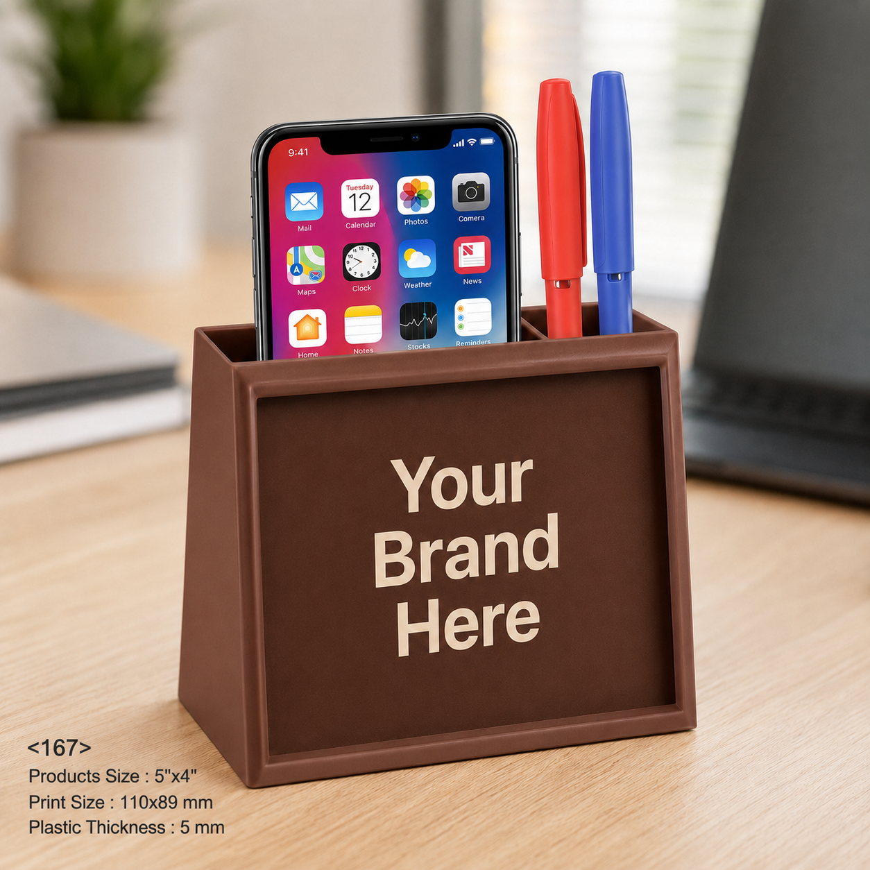 Custom Printed MDF & Plastic Pen Stand with Logo – Personalised Desk Organiser