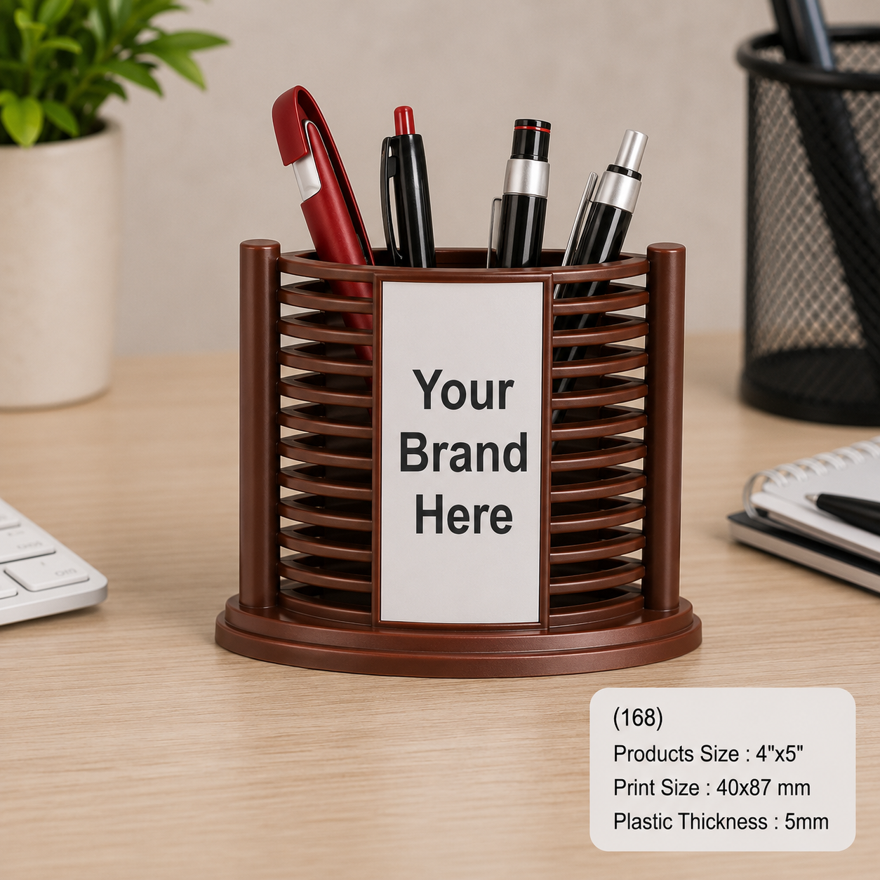 Custom Printed MDF & Plastic Pen Stand with Logo – Personalised Desk Organiser