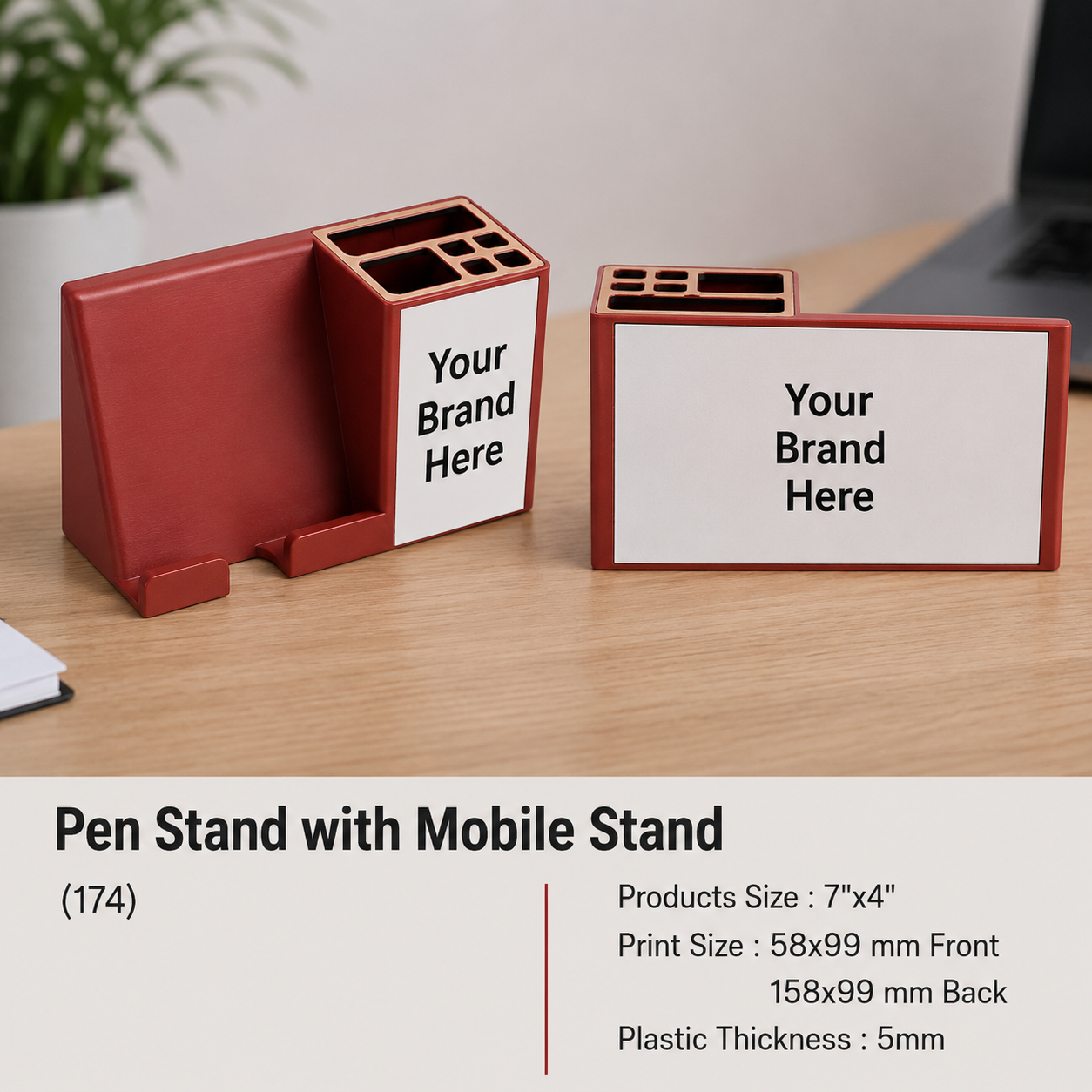 Custom Printed MDF & Plastic Pen Stand with Logo – Personalised Desk Organiser